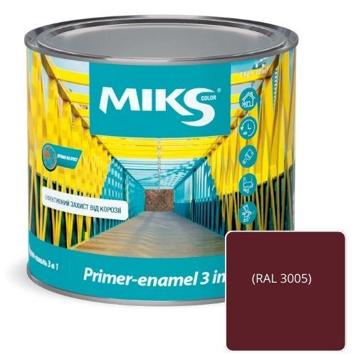 Грунт-емаль 3 в 1 Miks Color вишневая RAL 3005 (0,8 кг), фото 1