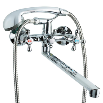 Змішувач VD 1/2" для ванної гусак прямий 350мм дивертор вбудований шаровий Tau