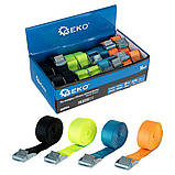 Стяжний ремінь 25 мм x 4 м 500 кг 16 шт geko g03954, ремінь для кріплення вантажу, стропа для причепа, фото 5