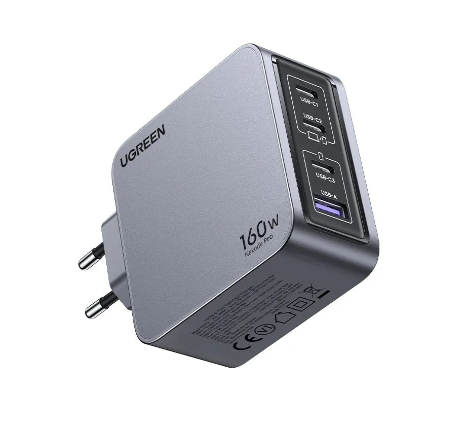 Мережевий зарядний пристрій UGREEN Nexode Pro 160 W 4-Port GaN Fast Charger Set EU Space Gray (X763)