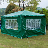 Альтанка 3x4 м водонепроникна з 4 боковими стінками Gazebo,захист від дощу та сонця,зелена