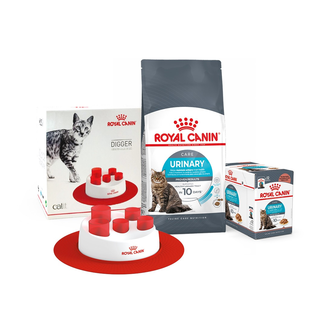 Акція! Сухий та вологий корм для кішок Royal Canin Urinary 2 кг + 85 гр х 12 шт + годівниця у подарунок!, фото 1