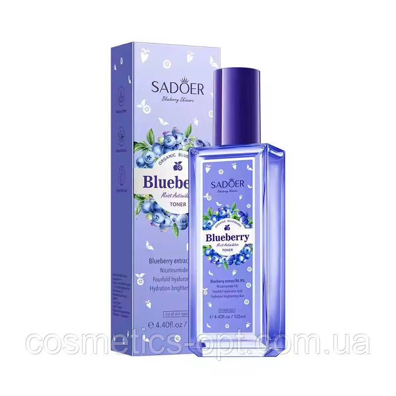 Антиоксидантний тонер для обличчя з чорницею SADOER BLUEBERRY FACE TONER, 125 ML, фото 1