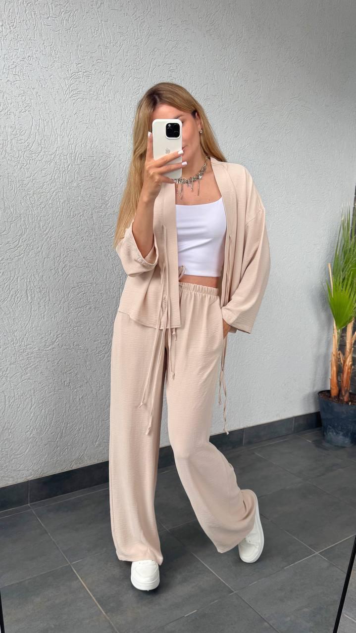 Костюм жіночий ВЕСНА-ЛІТО ЖАТКА 2-ка СОРОЧКА +ШТАНИ БЕЖЕВИЙ ТАШ 768, фото 1