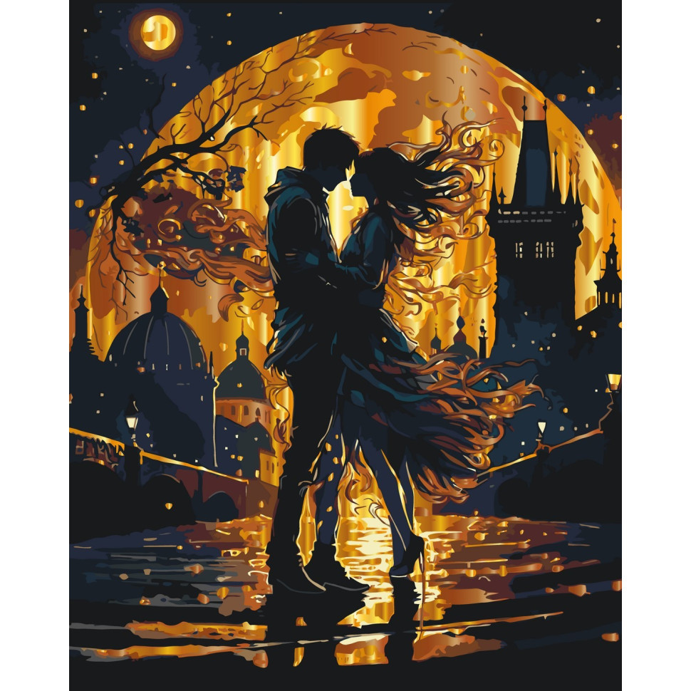 Картина за номерами 40х50 см. Побачення під місяцем з фарбами металік AC10169, фото 1