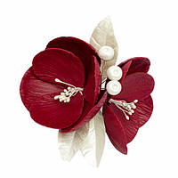 Цукрові квіти "Магнолія бордова зі срібним листям"