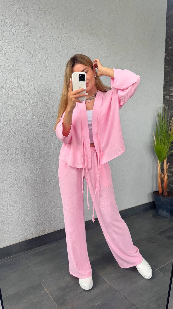 Костюм жіночий ВЕСНА-ЛІТО ЖАТКА 2-ка СОРОЧКА +ШТАНИ РОЖЕВИЙ 768, фото 1