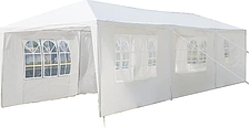 Вулична альтанка-намет Gazebo White 3x9 м з бічними панелями (8 сторін) — ідеальне укриття для весілля, відпочинку, кемпінгу