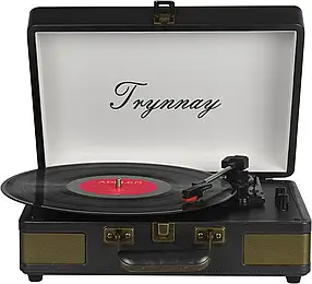 Trynnay R610 — Вініловий програвач із вбудованими динаміками в ретростилі, 3 швидкості, Bluetooth.