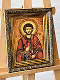 Ікона святий мученик Євген з бурштину , іменна ікона з бурштину Св. Євгеній, фото 3