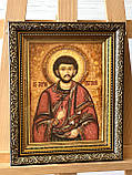Ікона святий мученик Євген з бурштину , іменна ікона з бурштину Св. Євгеній, фото 2