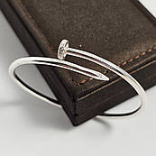 Браслет цвях срібний жорсткий з білими фіанітами