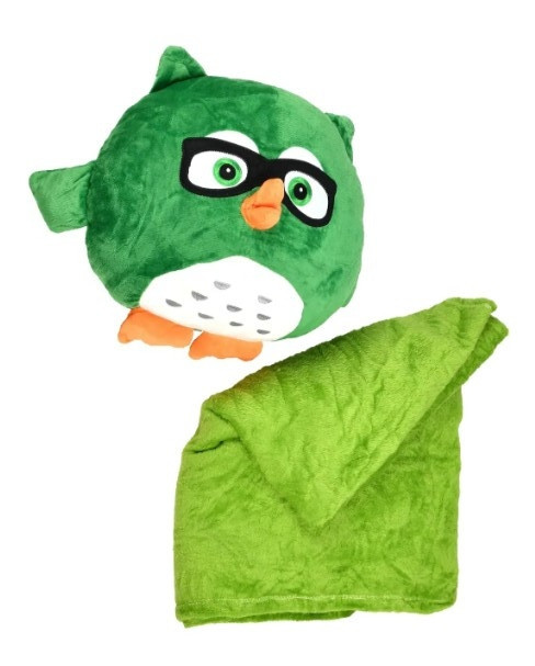 М'яка іграшка - подушка з пледом Сова Барік 3 в 1, Зелений, фото 1