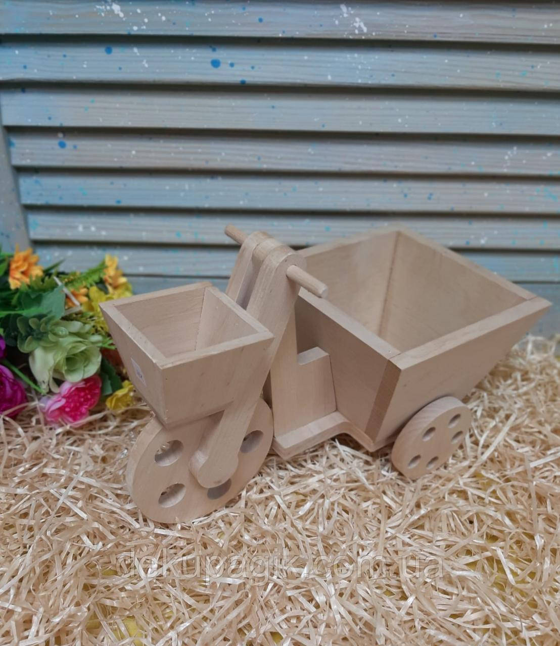 Декор, кашпо дерев'яне Велосипед 13х17х23см, фото 1