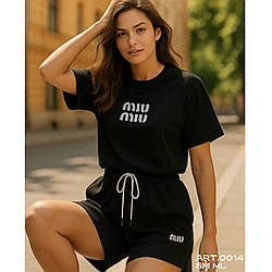 Жіночий чорний костюм футболка та шорти Розміри: 42-44 и 44-46 (21304-2)