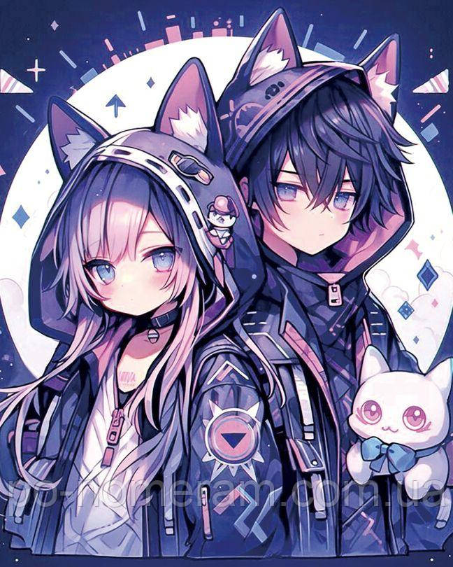 Картина стразами НікіТошка Діти з аніме (NT066) 40 х 50 см (На підрамнику), фото 1