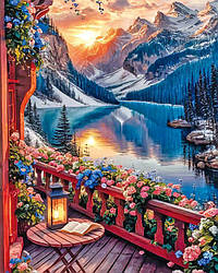 Набір алмазної мозаїки НікіТошка Читання з видом на гори (NT085) 40 х 50 см (На підрамнику)