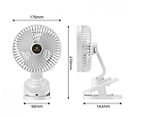 Вентилятор на прищіпці акумуляторний Kisonli F104 1200mAh, білий, фото 2