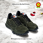 Чоловічі кросівки з натуральної шкіри Reebok Green хакі легкі шкіряні демісезонні спортивні кросівки, фото 8