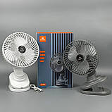 Вентилятор на прищіпці акумуляторний Kisonli F104 1200mAh, сірий, фото 8