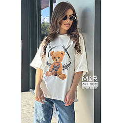Жіноча футболка "Teddy Smile" OverSize Преміум Якість Розмір: Одін 46- 50 (21306-2)