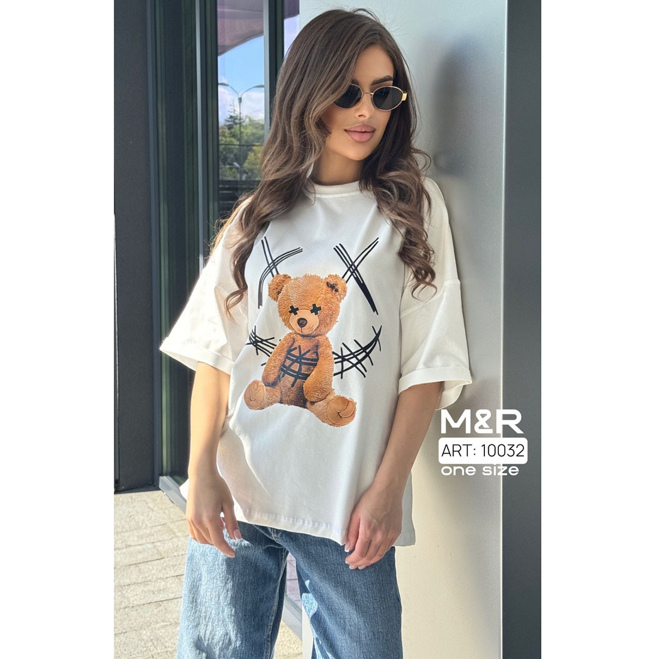 Жіноча футболка "Teddy Smile" OverSize Преміум Якість Розмір: Одін 46- 50 (21306-2), фото 1