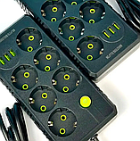 Подовжувач UA Power F17U 3USB на 6 розеток, 6 м, чорний, фото 2