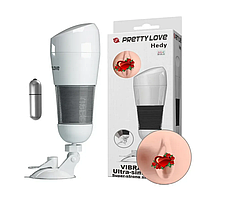 Мастурбатор вагіна з вібрацією HEDY, з входом у вагіну, кібершкіра + подарунок