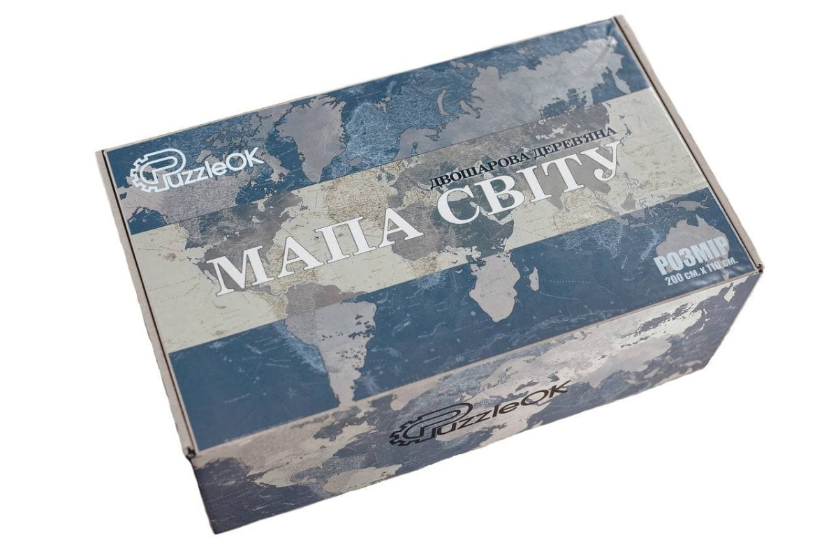 Дерев'яний пазл Мапа світу звичайна, 200 см*110 см, фото 1