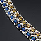 Срібний браслет жіночий з камінчиками жовто-блакитними. Браслет для дівчини з фіанітами, фото 7