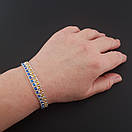 Срібний браслет жіночий з камінчиками жовто-блакитними. Браслет для дівчини з фіанітами, фото 2