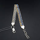 Срібний браслет жіночий з камінчиками жовто-блакитними. Браслет для дівчини з фіанітами, фото 6