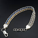 Срібний браслет жіночий з камінчиками жовто-блакитними. Браслет для дівчини з фіанітами, фото 10