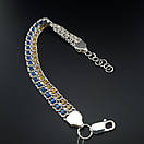 Срібний браслет жіночий з камінчиками жовто-блакитними. Браслет для дівчини з фіанітами, фото 9