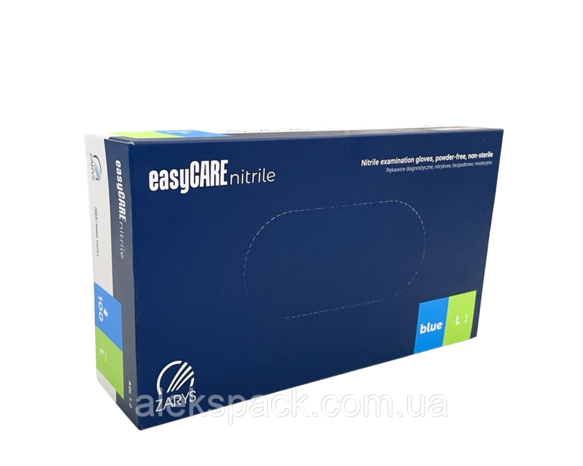 Рукавички нітрилові блакитний без пудри L easy CARE, фото 1
