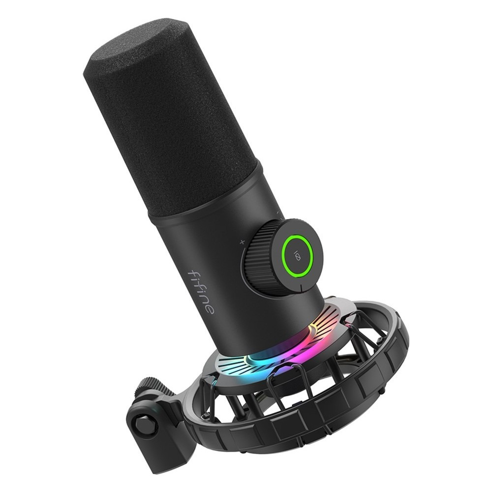 Мікрофон динамічний Fifine K658 USB з RGB підсвічуванням кардіоїдний Black