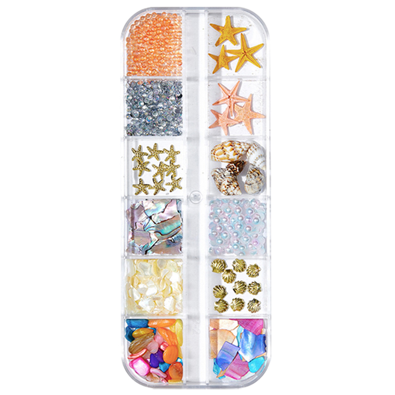 Декоратори барвники "Море" для прикрас з епоксидної смоли нейл-арту нейл-арту манікюра і скрапбукінгу в прозорому контейнері 12в1 - фото 1 - id-p2633777731