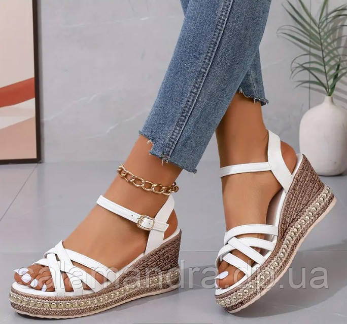 Жіночі, ошатні босоніжки на платформі 37 р устілка 23,5 см, фото 1