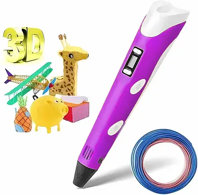 Дитяча об'ємна ручка для малювання 3Д тривимірних фігур 3D pen стилус для творчості Рожева USB LED дисплей USB