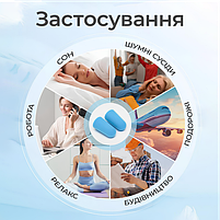 Комплект берушів 2 пари в кейсі протишумні для сну як захист від шуму і хропіння., фото 9