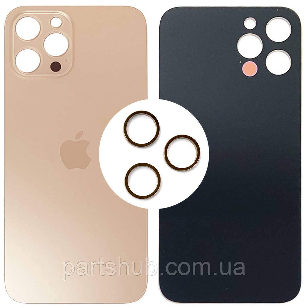 Задня кришка Apple iPhone 12 Pro Max (золотиста оригінал Китай з кільцями), фото 1
