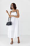 Жіночий однотонний розкльошений сарафан — білий колір, L (є розміри) M, фото 5