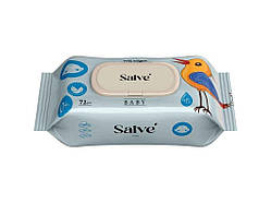 Вологі серветки 72шт дитячі Salve сині (клапан) ТМ SALVE