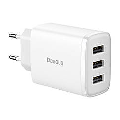 Мережевий адаптер Baseus Compact Charger 3USB 17W CCXJ020101 CCXJ020102 (білий)