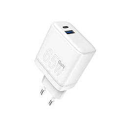 Мережевий адаптер WUW-C175 USB+Type-C 65W(Type-C) 18W(USB) (білий)