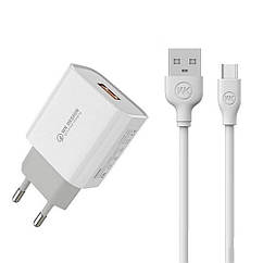Зарядний пристрій WK WP-U57 18W + кабель USB Type-C (біле)