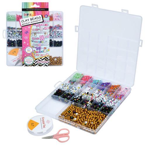 Набір бісеру в пеналі AWE-B3A, бісеру намистини, намистини — англійські літери, ножиці, фото 1