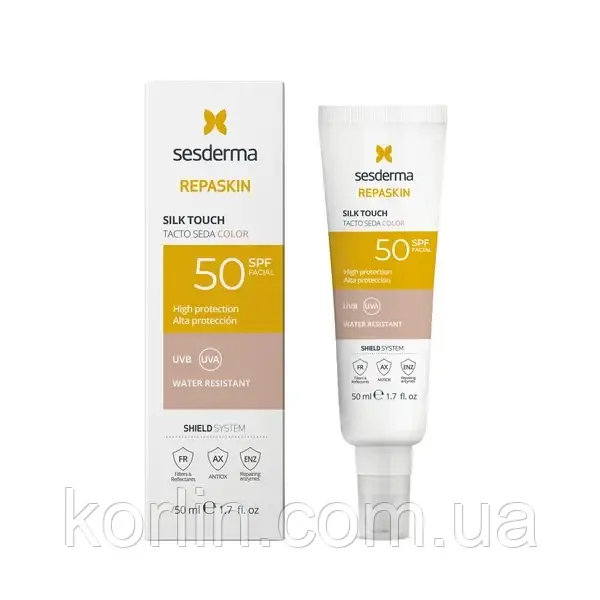 Sesderma Repaskin Silk Touch Color SPF50+ Сонцезахисний Крем Для Обличчя 50 мл Доставка з ЄС, фото 1