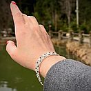 Жіночий срібний браслет подвійний арабський бісмарк з камінцями. регульований 17 - 20 см. Чорно-білий, фото 2