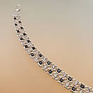 Жіночий срібний браслет подвійний арабський бісмарк з камінцями. регульований 17 - 20 см. Чорно-білий, фото 10